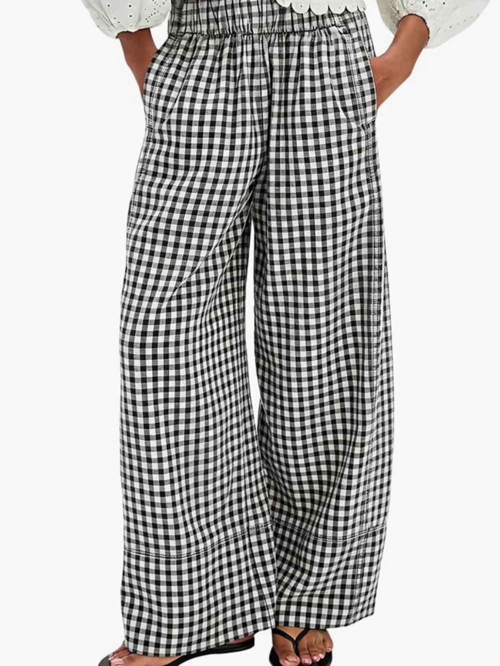 NWT Wide Leg Gingham Pants - Black/White🌻